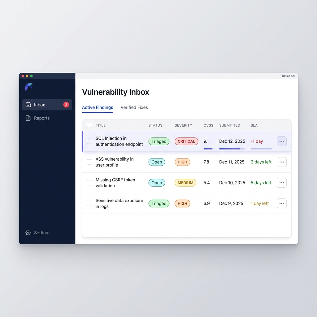 Triagio Dashboard - Coordinated Vulnerability Disclosure Platform